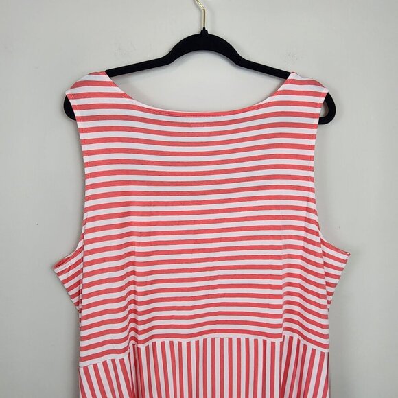 New Lands' End  maxi dress sz 2X 20-22 women plus size red stripes sleeveless - Picture 6 of 13